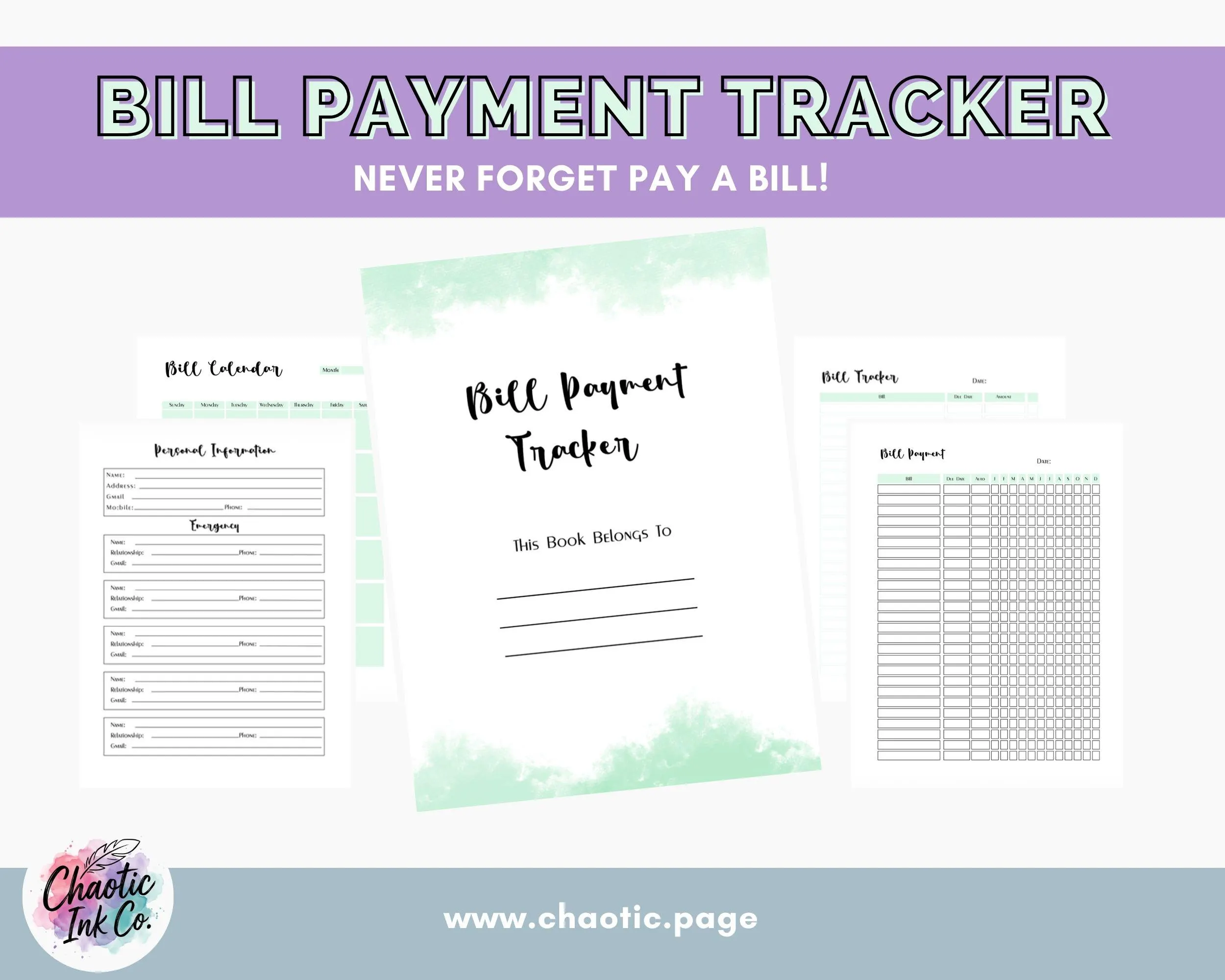 Bill Payment Tracker Printable product image